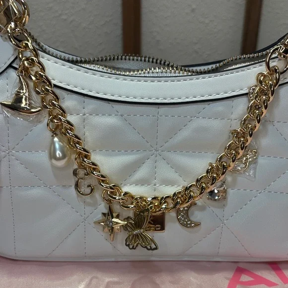 Aldo WICKED Stylish White with charms and Guitar Strap Women's Bag SOLD OUT! - Picture 15 of 15